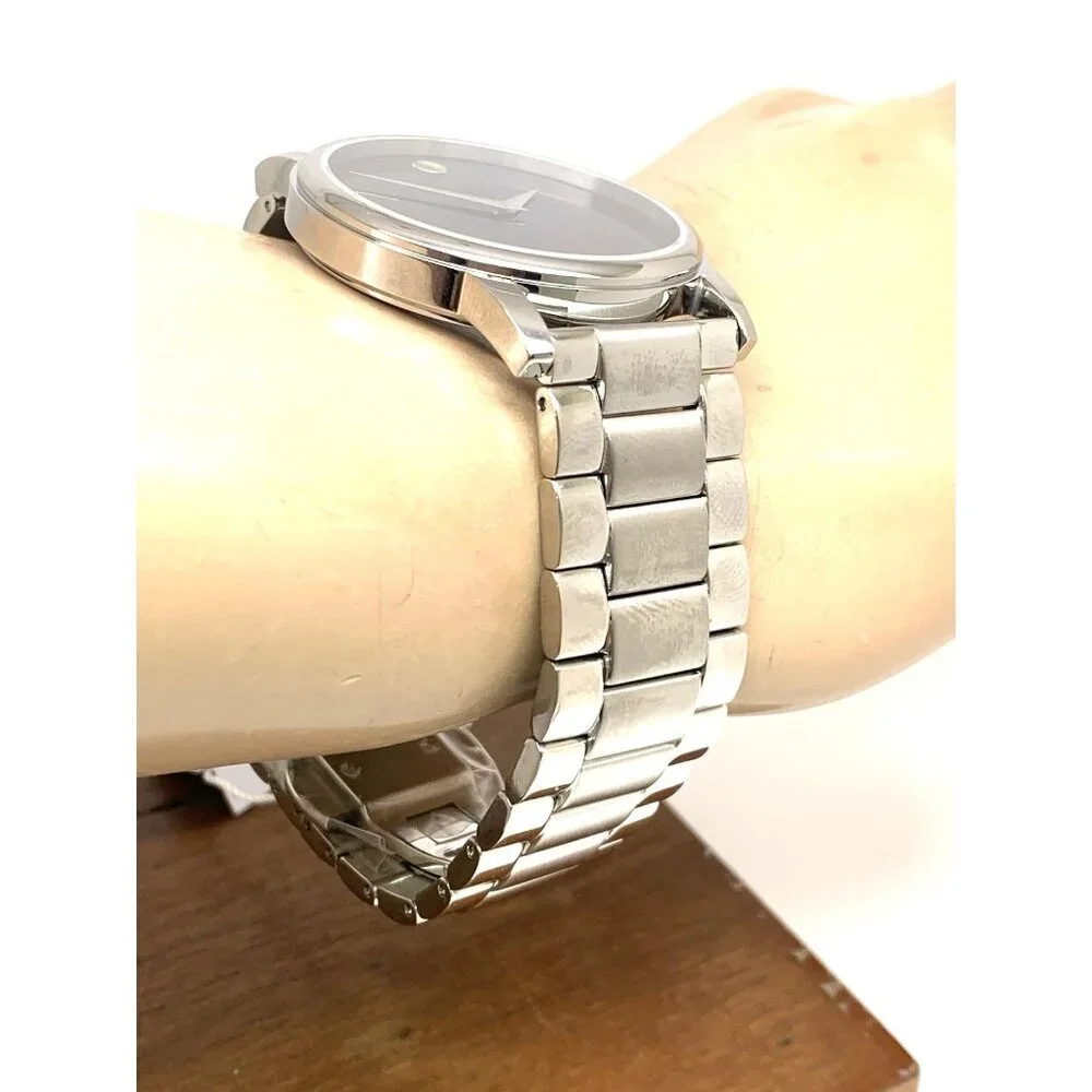 Movado Men's Watch 2100014 Museum Black Dial Swiss Quartz Silver Steel 38mm